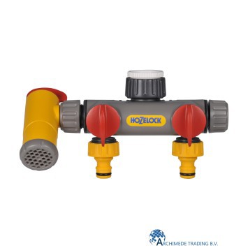 5010646058001 HOZELOCK FLOWMAX 2-WEG WATERVERDELER MET AFTAPKRAAN 1/2