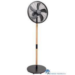 8712184055838 BESTRON DFS45WB DESIGN STATIEFVENTILATOR 45 CM ZWART EN HOUTKLEUR 50 WATT