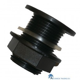 25MM PE TANK DOORVOER - THREADED TANK/TRAY OUTLET