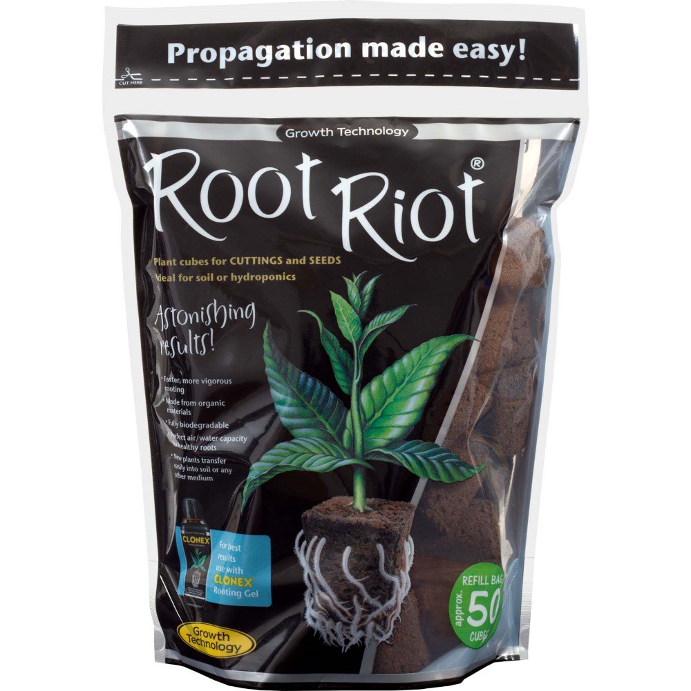Plug Plot Riots Clonex Root Riot Refill with 50 Plugs - for Seed Starting and Cuttings
