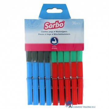8710201969144 SORBO PLASTIC WASKNIJPERS 36 STUKS EXTRA STERK