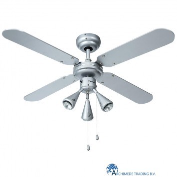 8712184052530 BESTRON DLHB42S PLAFONDVENTILATOR MET VERLICHTING 102 CM ZILVER 50 WATT