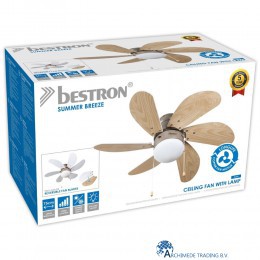 8712184009961 BESTRON DC30T PLAFONDVENTILATOR MET VERLICHTING 75 CM TWEEKLEURIG WIT OF HOUT 50 WATT 5 JAAR GARANTIE