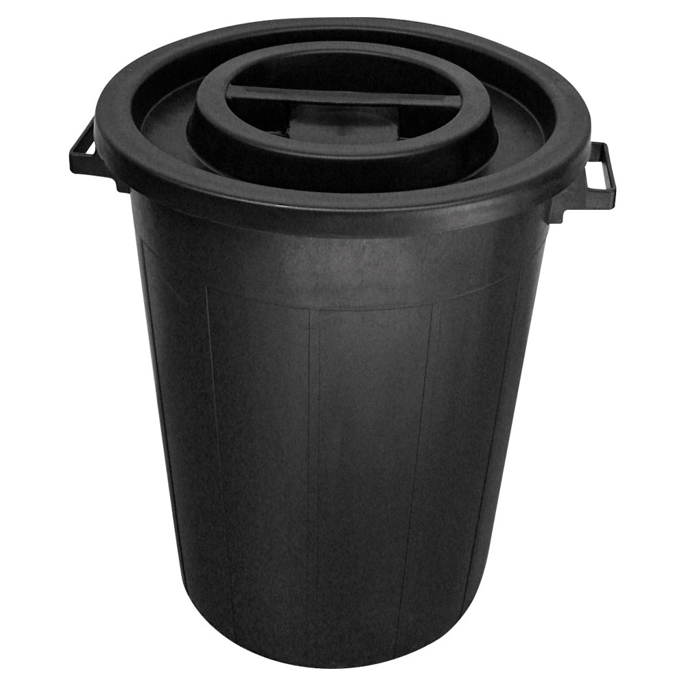 Plastime Ronde Kunststof Ton Met Deksel 50 Liter Zwart 45 CM X 47 CM plastime-ronde-kunststof-ton-met-deksel-50-liter-zwart-45-cm-x-47-cm